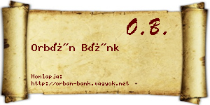 Orbán Bánk névjegykártya